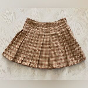 Forever 21 Womens Size M Tan Plaid
School Girl Pleated Mini Skirt